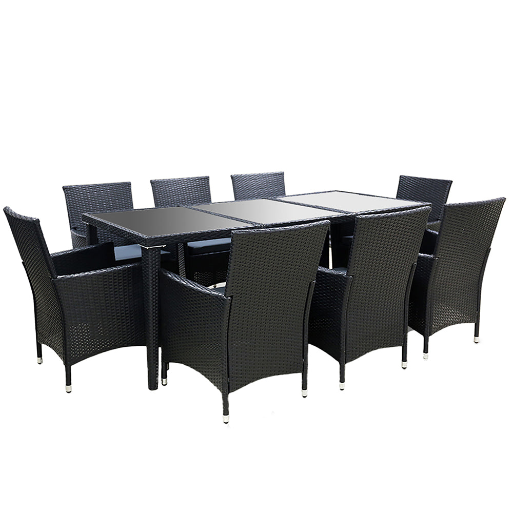 Gardeon 9 Piece Outdoor Dining Set - Black freeshipping - Awezingly