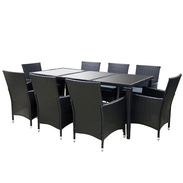 Gardeon 9 Piece Outdoor Dining Set - Black freeshipping - Awezingly