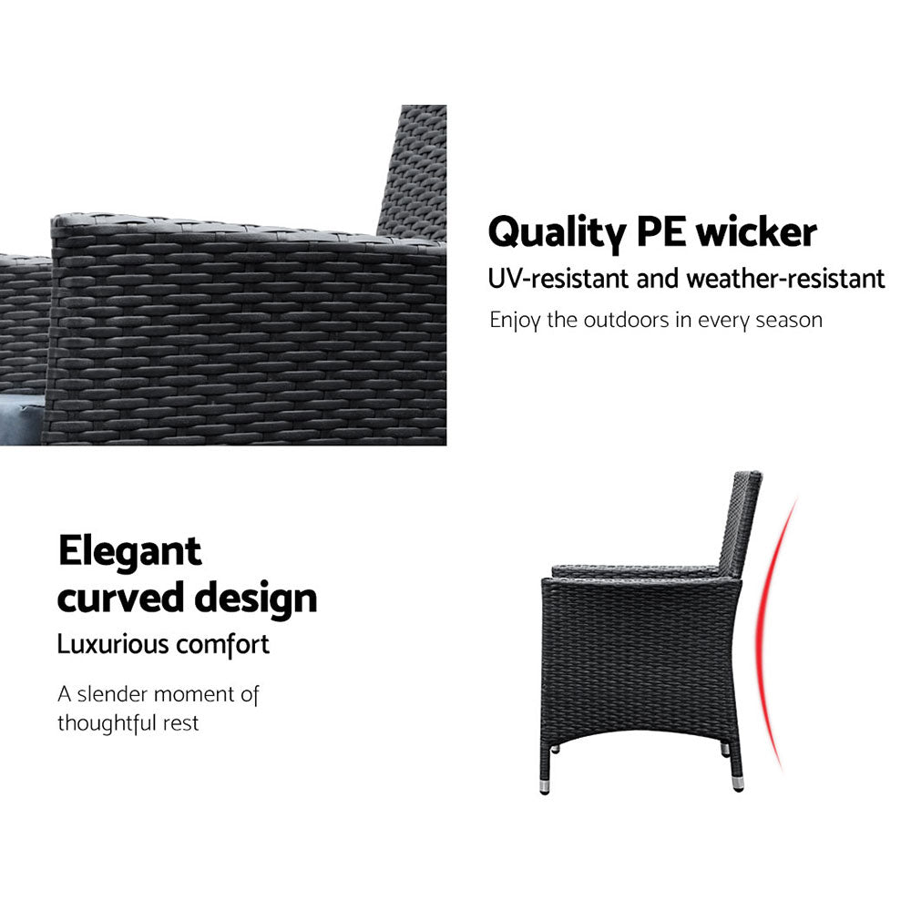 Gardeon 9 Piece Outdoor Dining Set - Black freeshipping - Awezingly