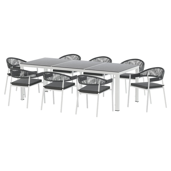 Gardeon 9PCS Outdoor Dining Set Table Chairs Patio Rope Lounge Setting 8-seater Gardeon