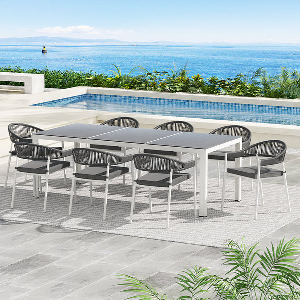 Gardeon 9PCS Outdoor Dining Set Table Chairs Patio Rope Lounge Setting 8-seater Gardeon