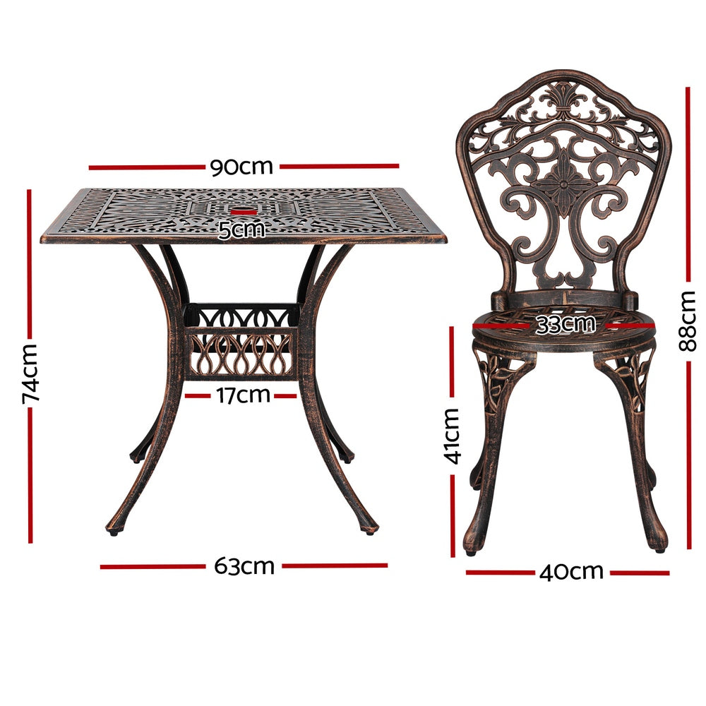 Gardeon Outdoor Dining Set 5 Piece Chairs Table Cast Aluminum Patio Brown Gardeon