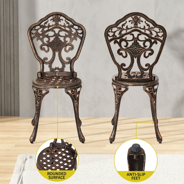 Gardeon Outdoor Dining Set 5 Piece Chairs Table Cast Aluminum Patio Brown Gardeon