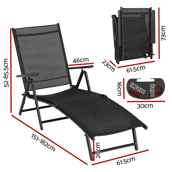Gardeon Sun Lounge Outdoor Lounger Recliner Chair Foldable Patio Furniture Gardeon