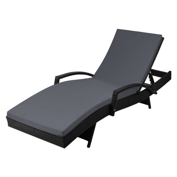 Gardeon Outdoor Sun Lounge - Black freeshipping - Awezingly