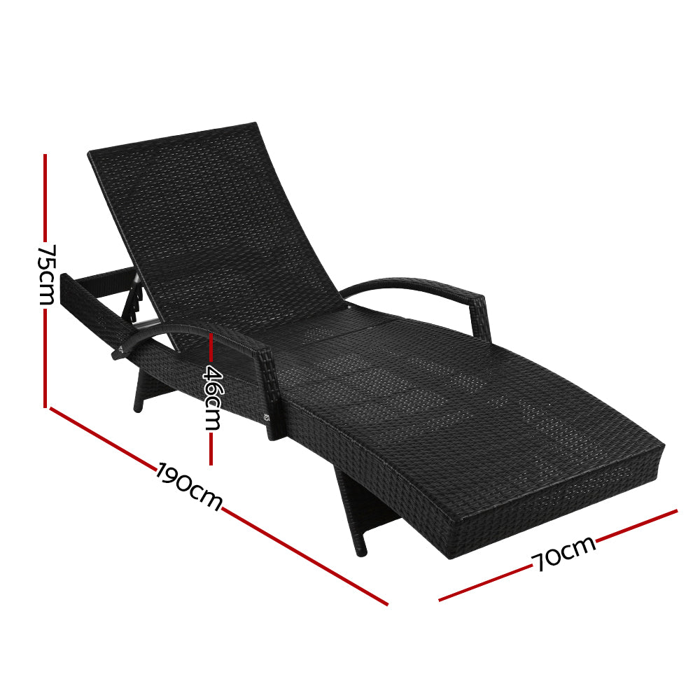 Gardeon Outdoor Sun Lounge - Black freeshipping - Awezingly