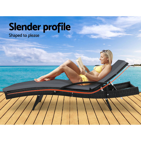 Gardeon Outdoor Sun Lounge - Black freeshipping - Awezingly