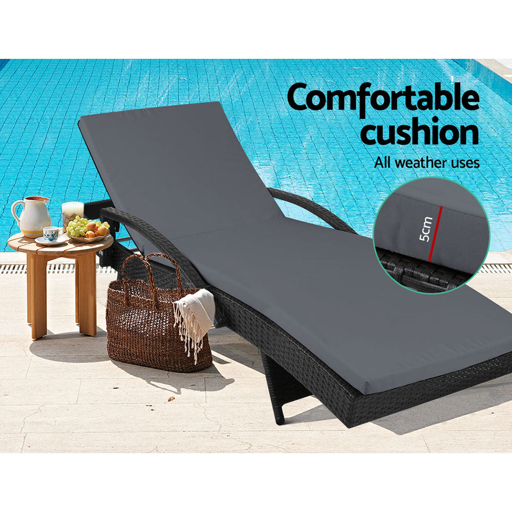 Gardeon Outdoor Sun Lounge - Black freeshipping - Awezingly