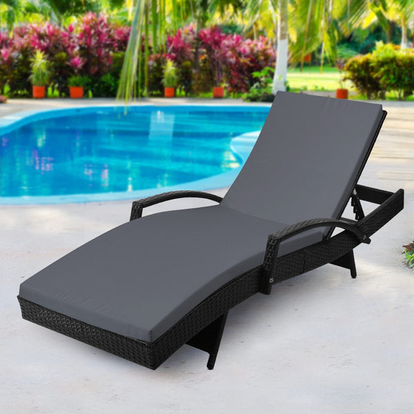 Gardeon Outdoor Sun Lounge - Black freeshipping - Awezingly