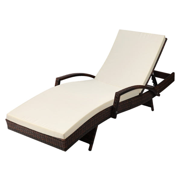 Gardeon Outdoor Sun Lounge - Brown freeshipping - Awezingly