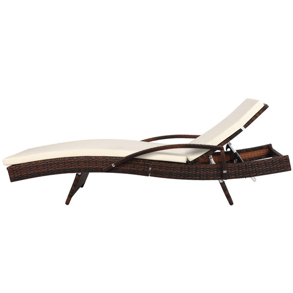 Gardeon Outdoor Sun Lounge - Brown freeshipping - Awezingly