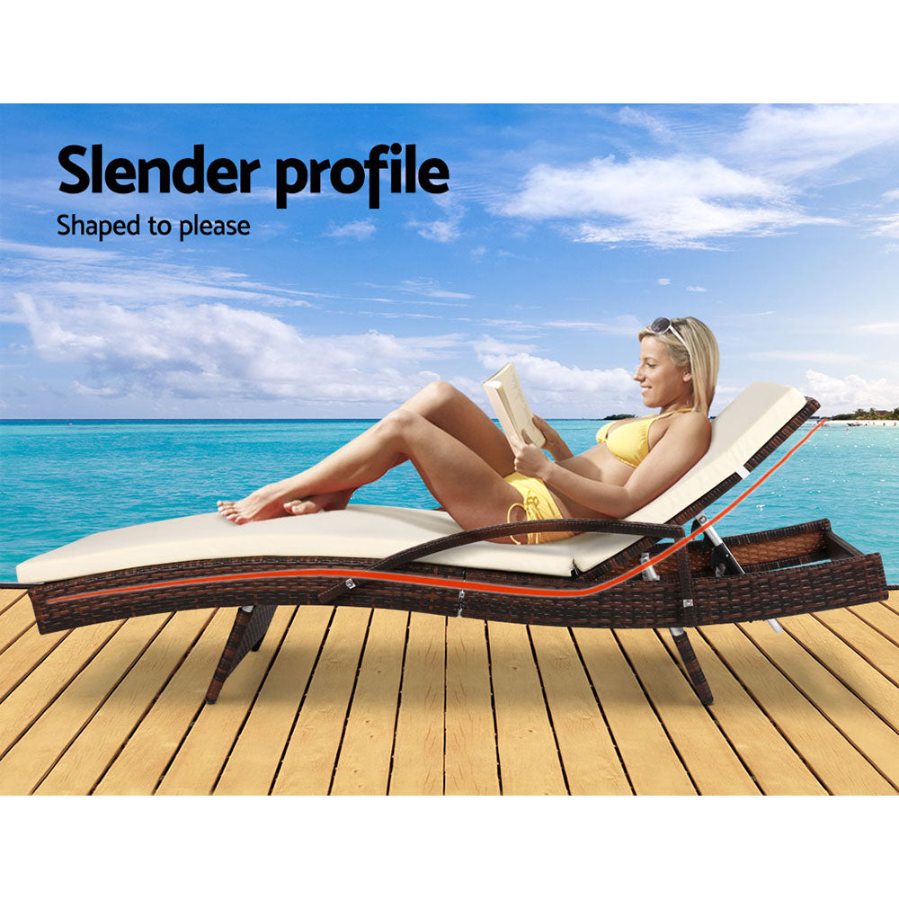 Gardeon Outdoor Sun Lounge - Brown freeshipping - Awezingly