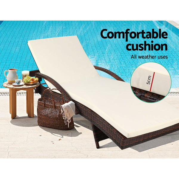 Gardeon Outdoor Sun Lounge - Brown freeshipping - Awezingly