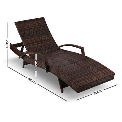 Gardeon Set of 2 Sun Lounge Outdoor Furniture Day Bed Rattan Wicker Lounger Patio