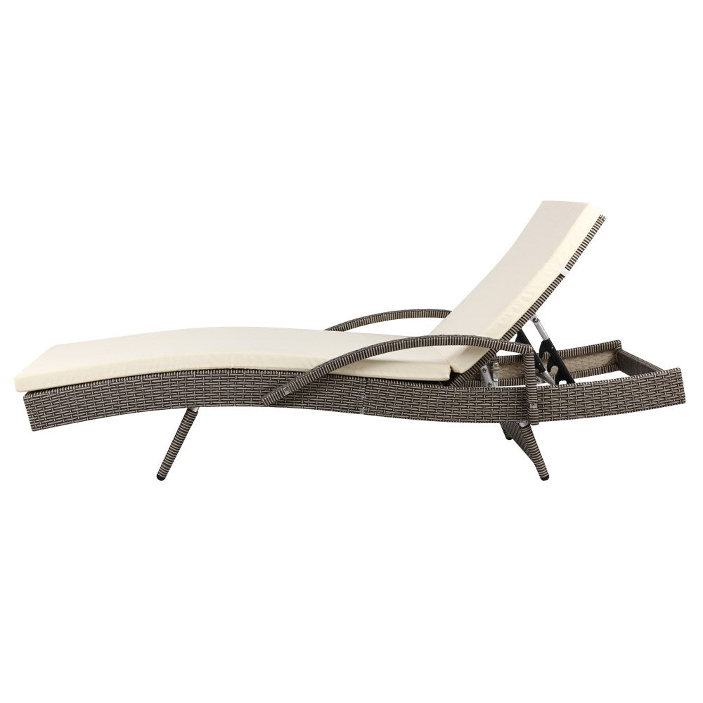Gardeon Outdoor Sun Lounge - Grey freeshipping - Awezingly