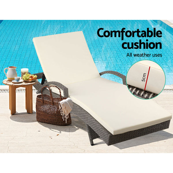 Gardeon Outdoor Sun Lounge Chair with Cushion- Grey freeshipping - Awezingly