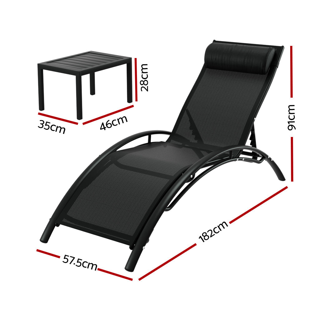 Gardeon Sun Lounger Chaise Lounge Chair Table Patio Outdoor Setting Furniture Gardeon