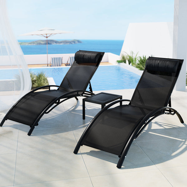 Gardeon Sun Lounger Chaise Lounge Chair Table Patio Outdoor Setting Furniture Gardeon