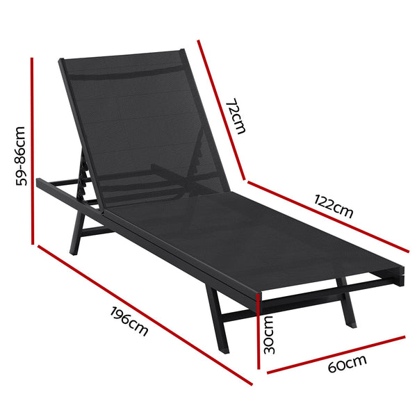Gardeon Sun Lounger Outdoor Lounge Setting Chair Adjustable Patio Furniture Pool Gardeon