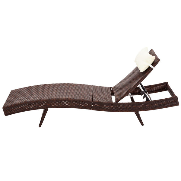 Gardeon Outdoor Sun Lounge Setting Wicker Lounger Day Bed Rattan Patio Furniture Brown freeshipping - Awezingly
