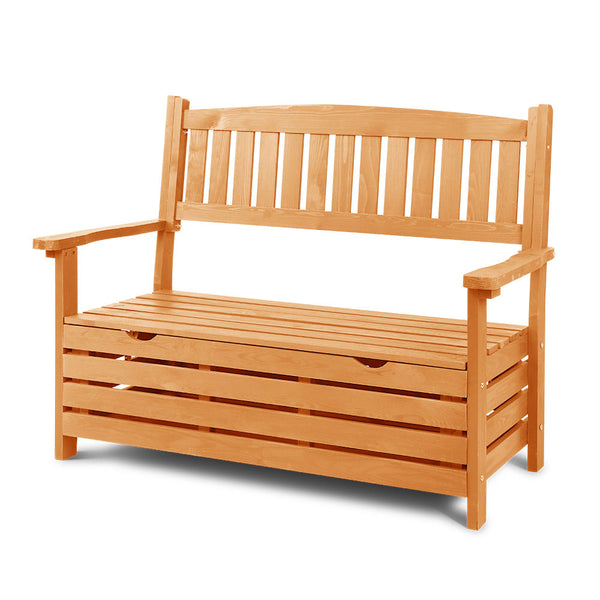 Gardeon Outdoor Storage Bench Box Wooden Garden Chair 2 Seat Timber Furniture freeshipping - Awezingly