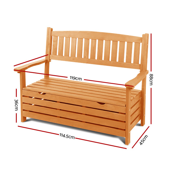 Gardeon Outdoor Storage Bench Box Wooden Garden Chair 2 Seat Timber Furniture freeshipping - Awezingly