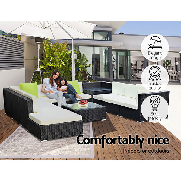 Gardeon 11PC Sofa Set with Storage Cover Outdoor Furniture Wicker freeshipping - Awezingly