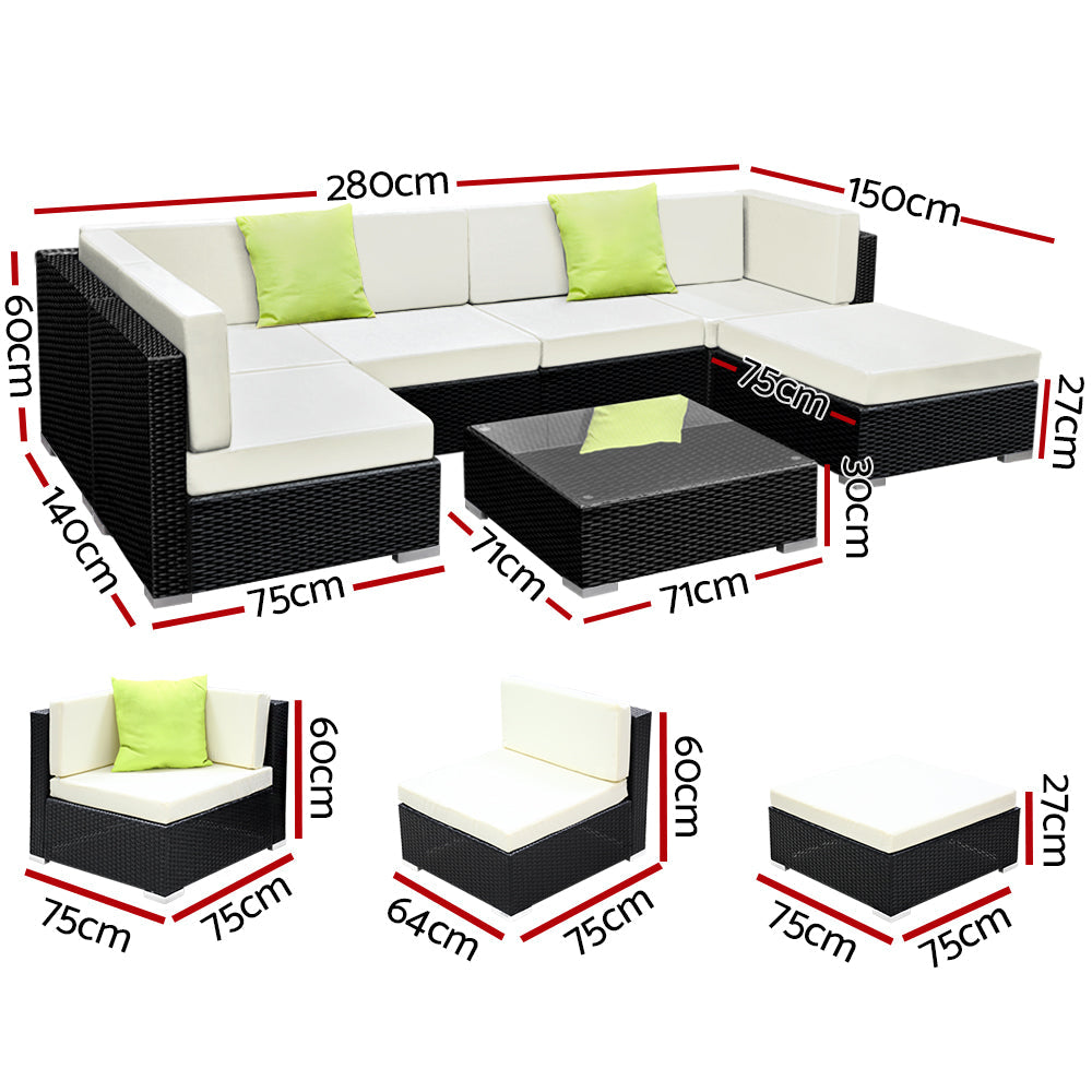 Gardeon 7PC Sofa Set with Storage Cover Outdoor Furniture Wicker Gardeon