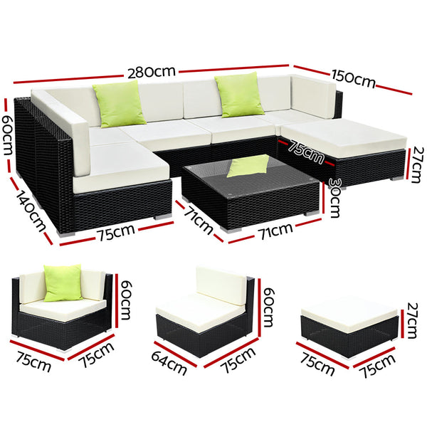 Gardeon 7PC Sofa Set with Storage Cover Outdoor Furniture Wicker Gardeon