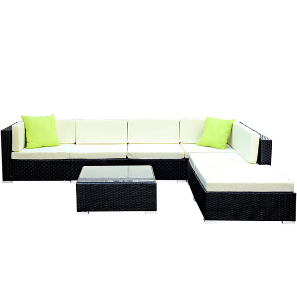Gardeon 7PC Sofa Set with Storage Cover Outdoor Furniture Wicker Gardeon