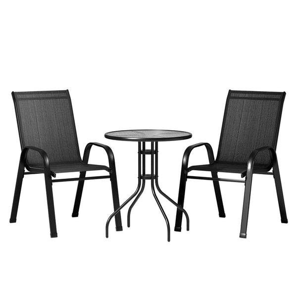 Gardeon Outdoor Furniture 3PC Table and chairs Stackable Bistro Set Patio Coffee Gardeon