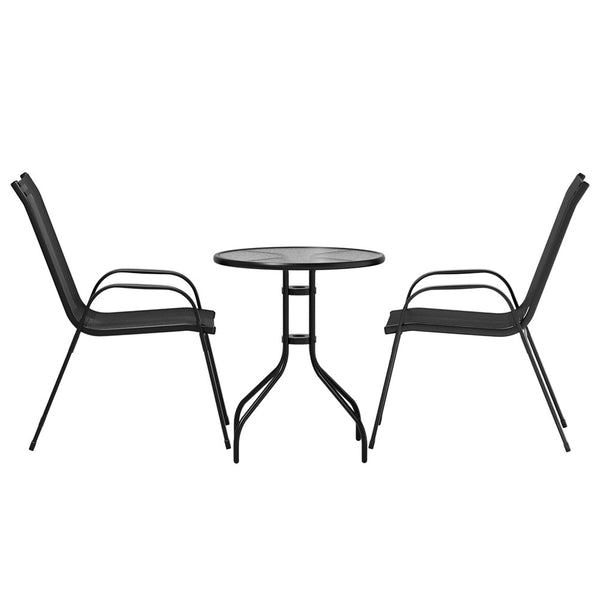 Gardeon Outdoor Furniture 3PC Table and chairs Stackable Bistro Set Patio Coffee Gardeon
