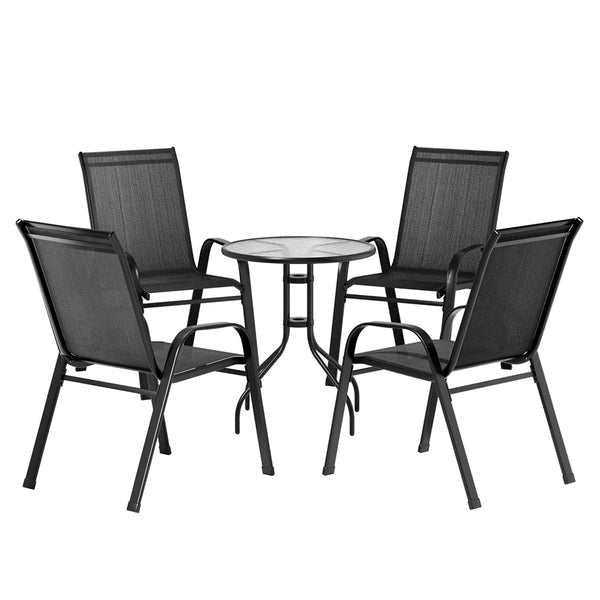 Gardeon Outdoor Furniture 5PC Table and chairs Stackable Bistro Set Patio Coffee Gardeon