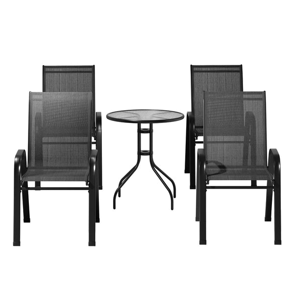 Gardeon Outdoor Furniture 5PC Table and chairs Stackable Bistro Set Patio Coffee Gardeon