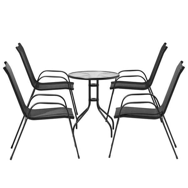 Gardeon Outdoor Furniture 5PC Table and chairs Stackable Bistro Set Patio Coffee Gardeon