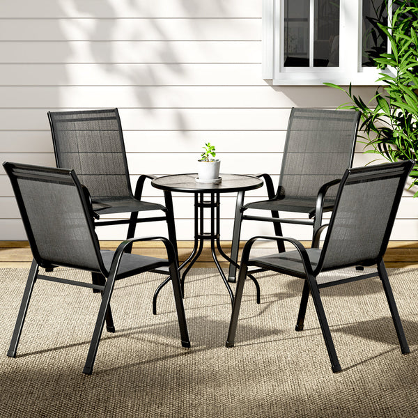 Gardeon Outdoor Furniture 5PC Table and chairs Stackable Bistro Set Patio Coffee Gardeon