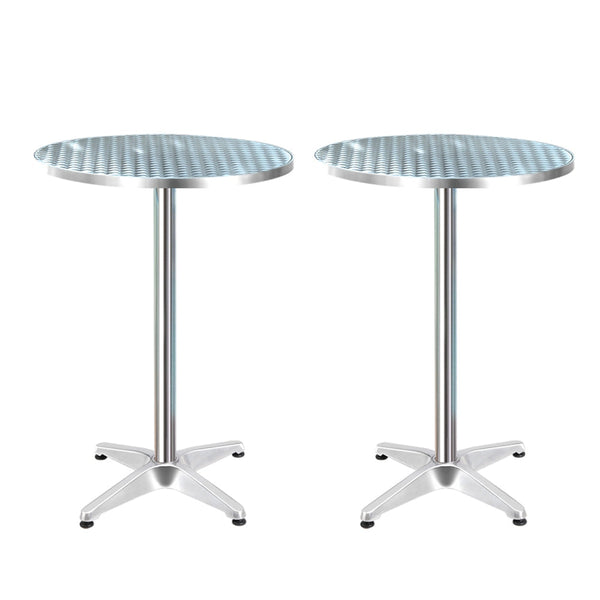 Gardeon 2pcs Outdoor Bar Table Furniture Adjustable Aluminium Cafe Table Round Gardeon