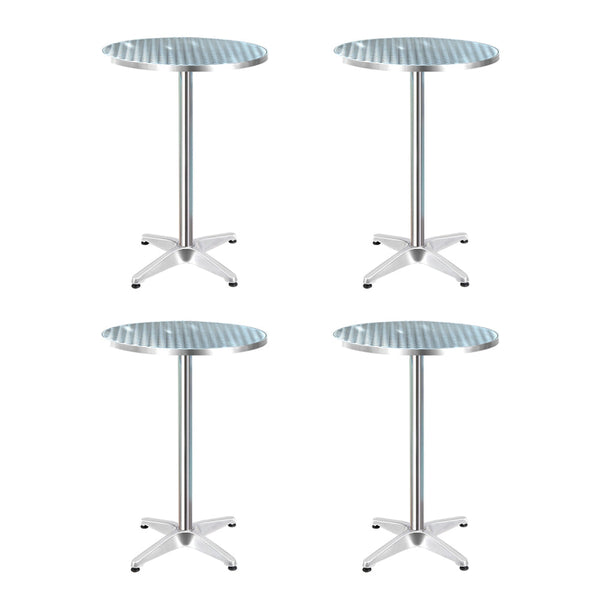Gardeon 4pcs Outdoor Bar Table Furniture Adjustable Aluminium Cafe Table Round Gardeon