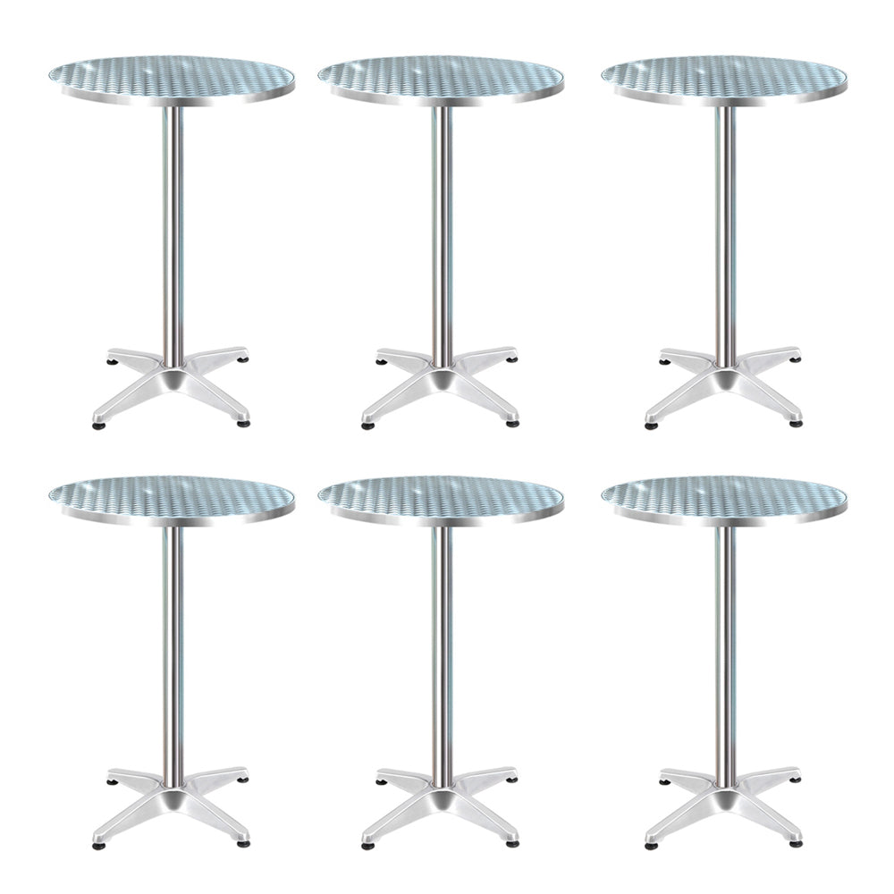 Gardeon 6pcs Outdoor Bar Table Furniture Adjustable Aluminium Cafe Table Round Gardeon