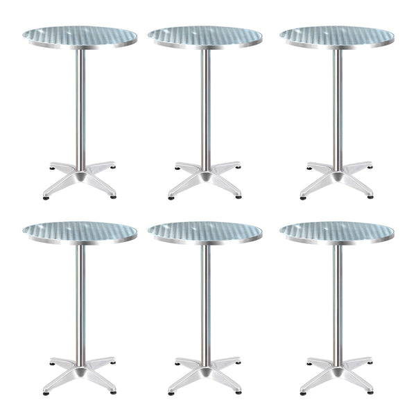Gardeon 6pcs Outdoor Bar Table Furniture Adjustable Aluminium Cafe Table Round Gardeon
