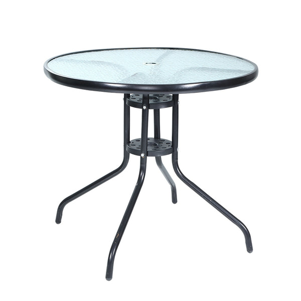 Gardeon Outdoor Dining Table Bar Setting Steel Glass 70CM freeshipping - Awezingly