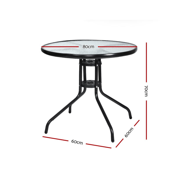 Gardeon Outdoor Dining Table Bar Setting Steel Glass 70CM freeshipping - Awezingly