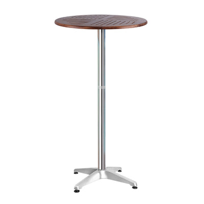 Gardeon Outdoor Bar Table Furniture Wooden Cafe Table Aluminium Adjustable Round