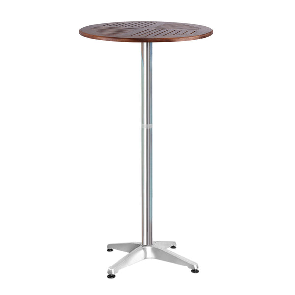 Gardeon Outdoor Bar Table Furniture Wooden Cafe Table Aluminium Adjustable Round freeshipping - Awezingly