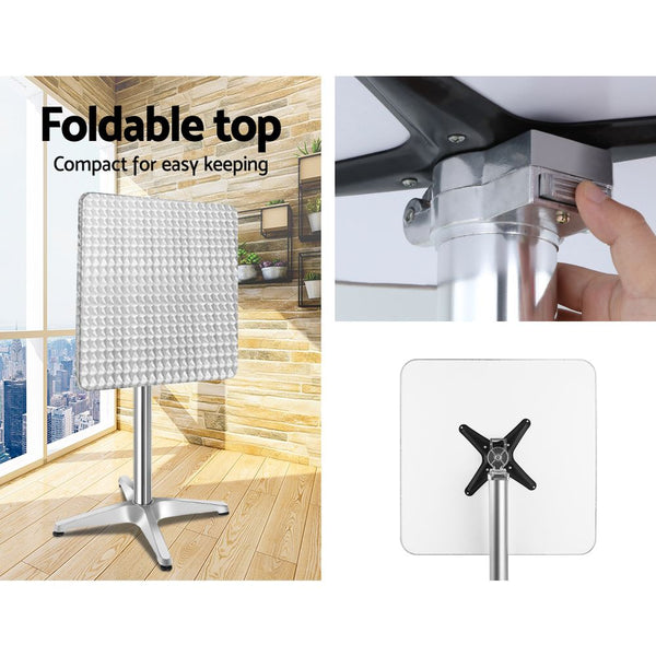 Gardeon Outdoor Bistro Set Bar Table Stools Adjustable Aluminium Cafe 3PC Square freeshipping - Awezingly