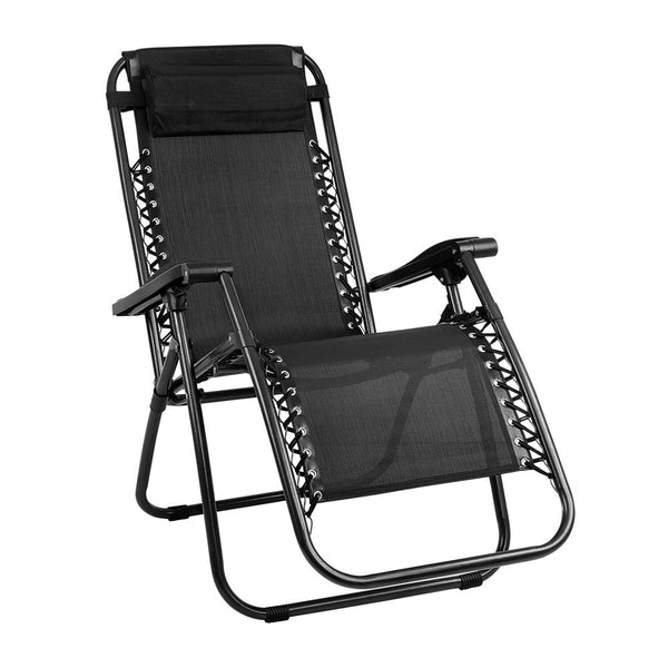 Gardeon Outdoor Portable Recliner - Black freeshipping - Awezingly