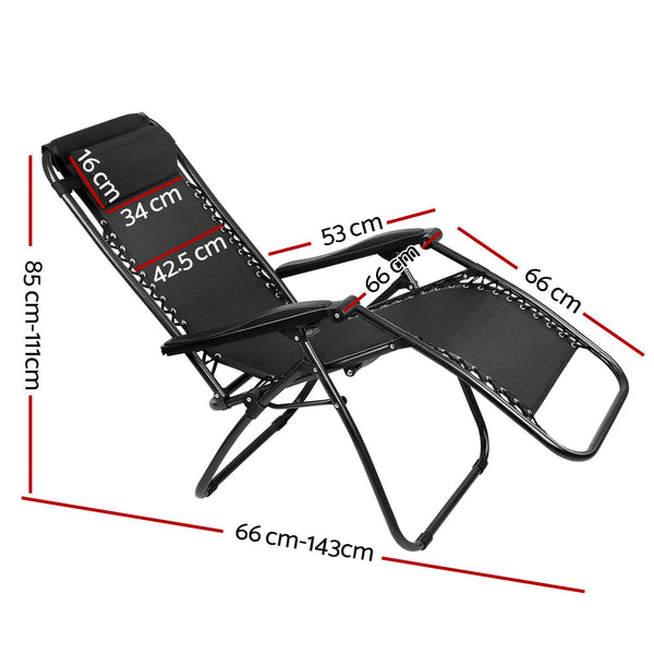 Gardeon Outdoor Portable Recliner - Black freeshipping - Awezingly