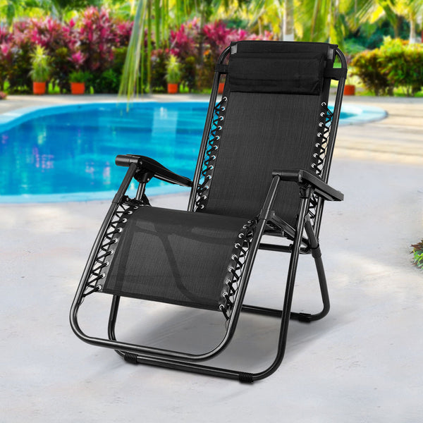 Gardeon Outdoor Portable Recliner - Black freeshipping - Awezingly