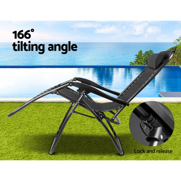 Gardeon Outdoor Portable Recliner - Black freeshipping - Awezingly