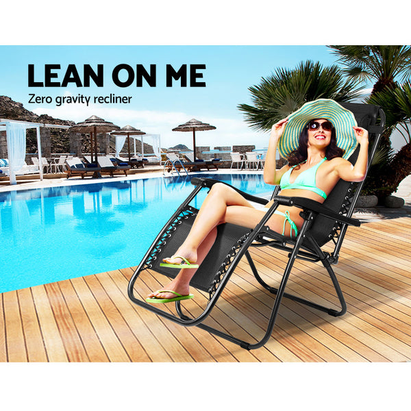 Gardeon Outdoor Portable Recliner - Black freeshipping - Awezingly